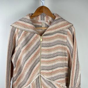 Soft Surroundings‎ Cotton Jacquard Rayadas Jacket Metallic Stripe Womens Medium